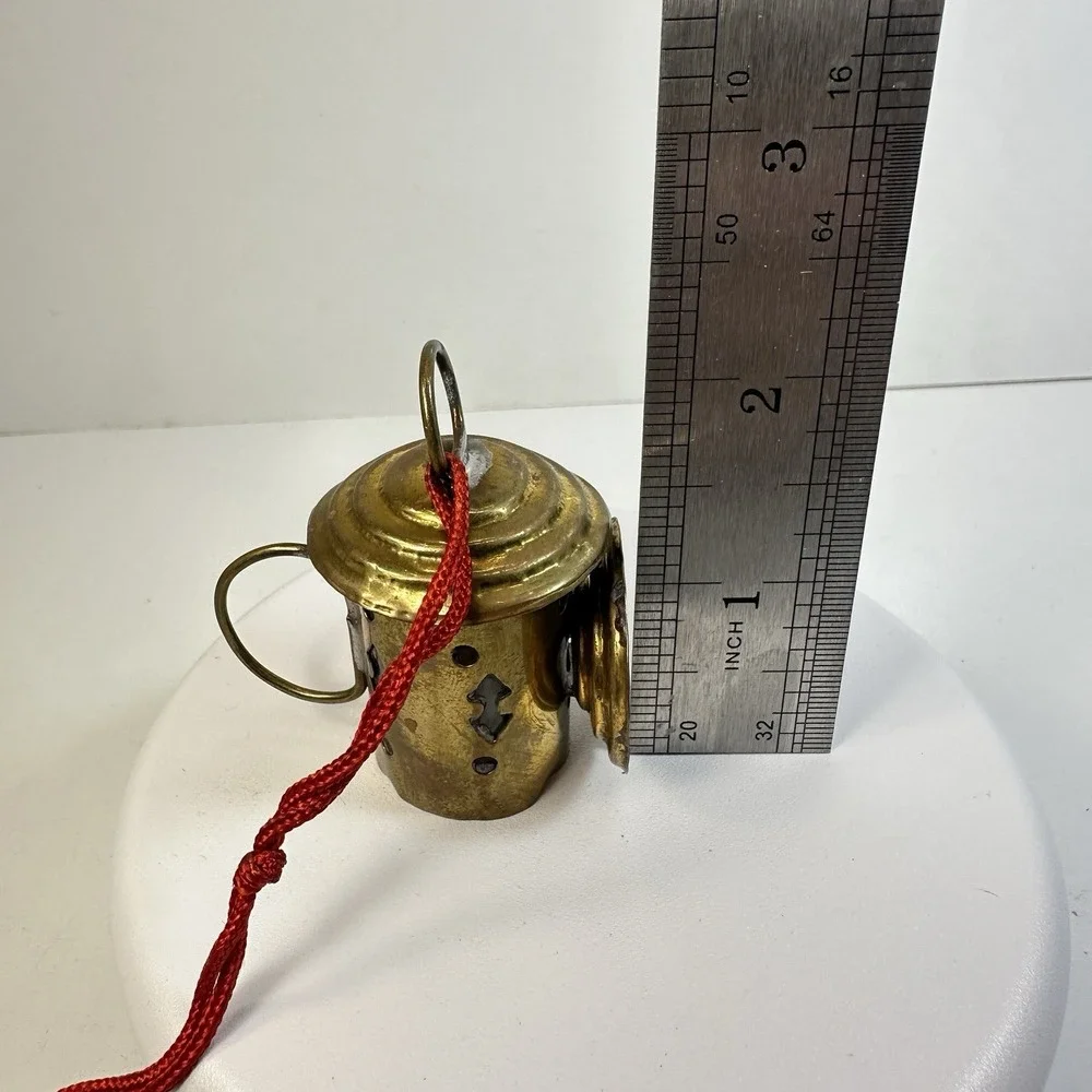 Vintage Miniature Brass Candle Lantern with Glass Holder (1) Made In India